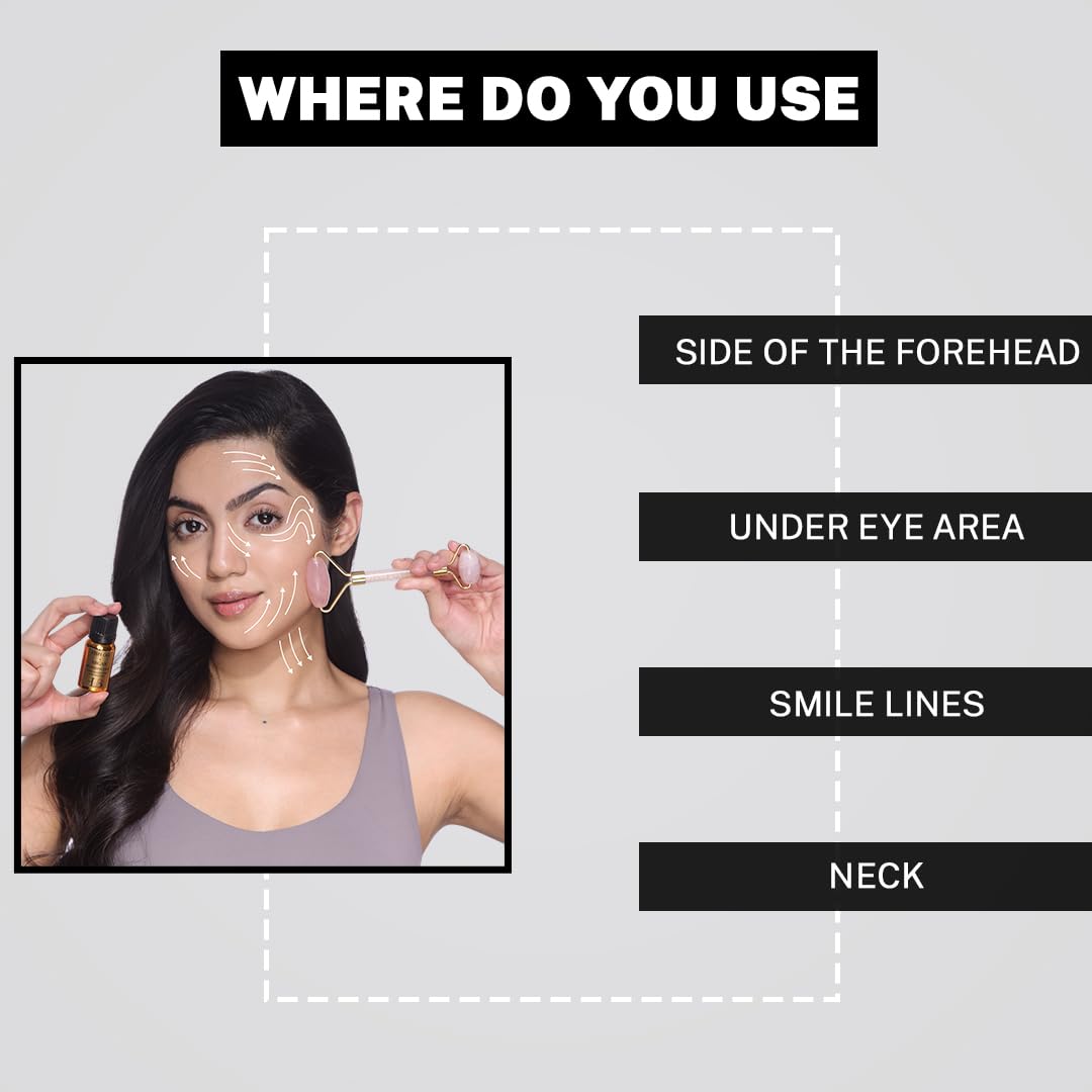 ZACVIN Rose Quartz Roller with Double Sided Stone Toning Firming Massager for Face