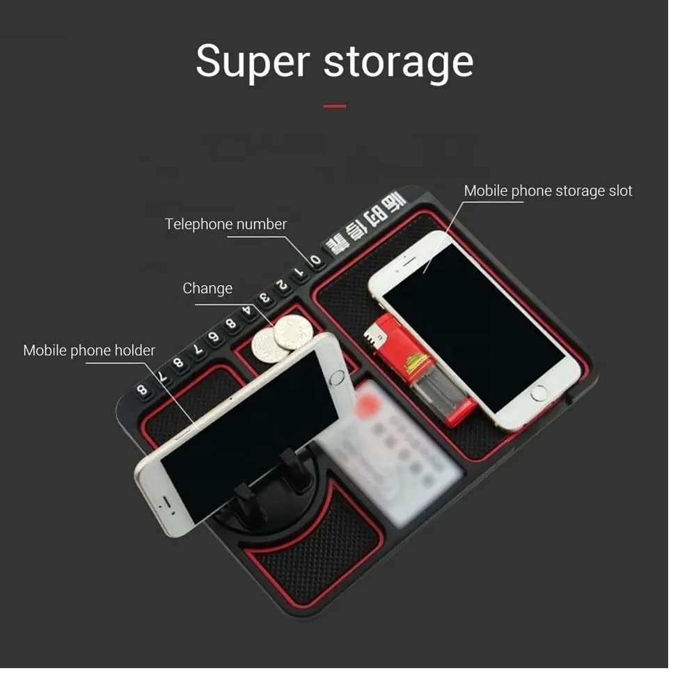 ZACVIN Anti-Slip Car Phone Holder Dashboard Mat and Phone Holder Mount | Non-Slip Silicone Mat for Car Interior Dashboard Accessories- Black