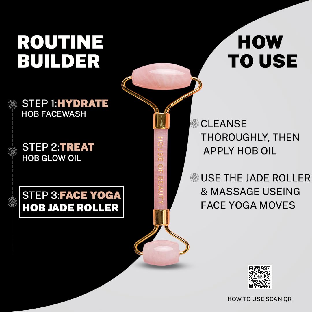 ZACVIN Rose Quartz Roller with Double Sided Stone Toning Firming Massager for Face