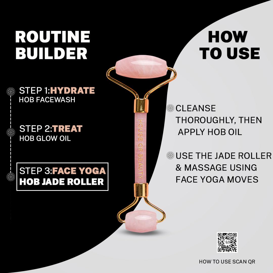 ZACVIN Rose Quartz Roller with Double Sided Stone Toning Firming Massager for Face