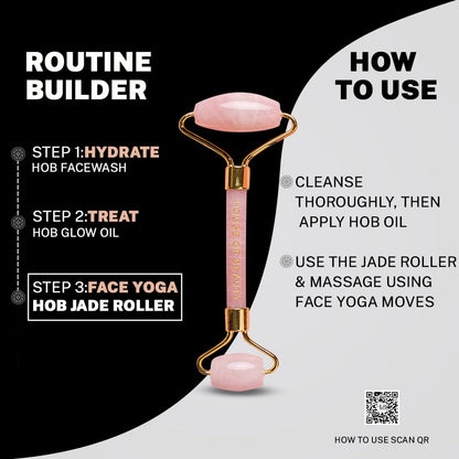 ZACVIN Rose Quartz Roller with Double Sided Stone Toning Firming Massager for Face