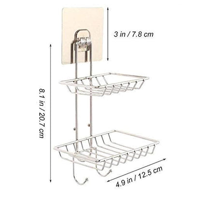 ZACVIN Double Layer Soap Holder - Wall-Mounted, Adhesive, Stainless Steel | Ideal Bathroom & Kitchen Soap Storage