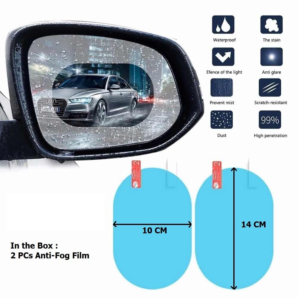 ZACVIN Anti-Fog Rainproof Waterproof Mirror Window Clear Sticker Set of 2 Pcs Oval Shape