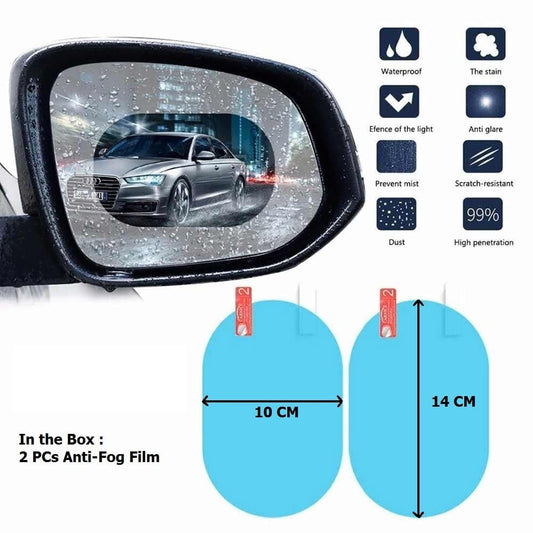 ZACVIN Anti-Fog Rainproof Waterproof Mirror Window Clear Sticker Set of 2 Pcs Oval Shape