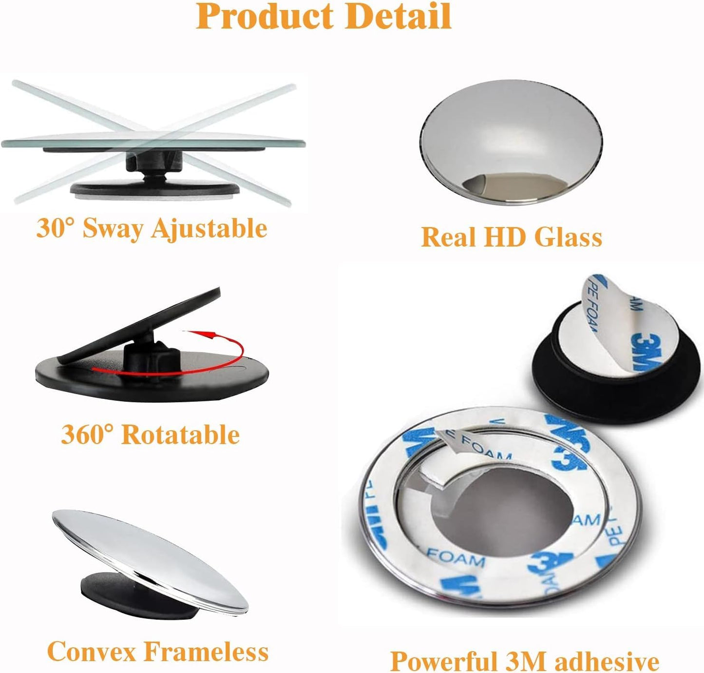 ZACVIN Blind Spot Mirrors For Cars -Auto  Accessories- Universal (pack of 2)