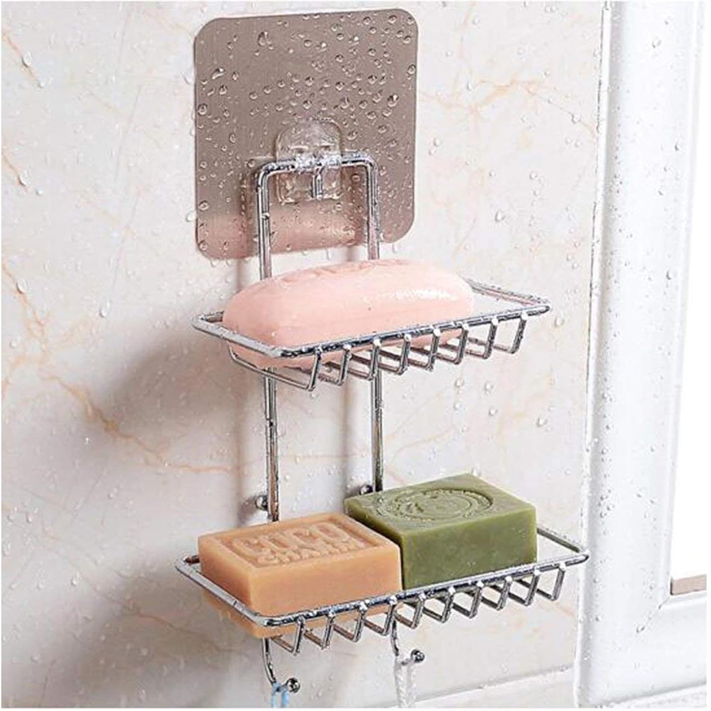 ZACVIN Double Layer Soap Holder - Wall-Mounted, Adhesive, Stainless Steel | Ideal Bathroom & Kitchen Soap Storage