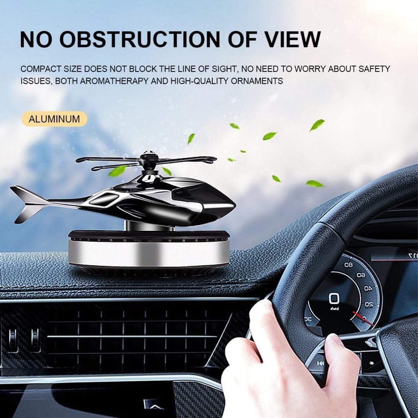 ZACVIN Car Air Freshener, Helicopter Solar Energy Rotating Aromatherapy Aviation Al Alloy Diffuser, Interior Decoration Accessories Diffuser Air Freshener Solor