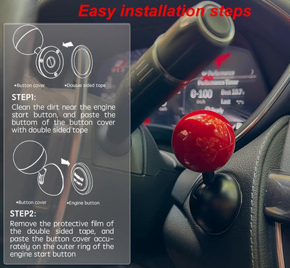 ZACVIN Car Push Start Stop Button Ring Metal Joystick Style Cover for Push Start Stop Button Protection and Decoration for All Cars