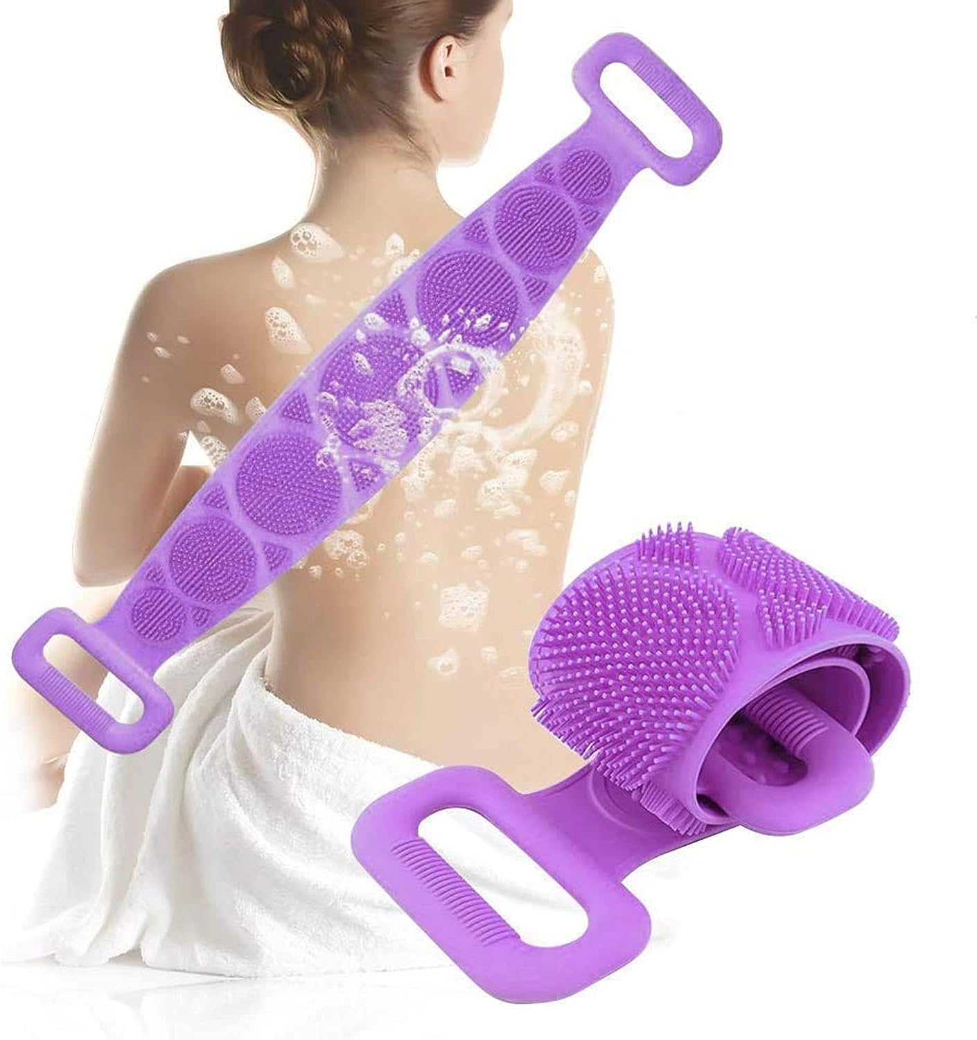 ZACVIN  Silicone Body Back Scrubber, Double Side Bathing Brush