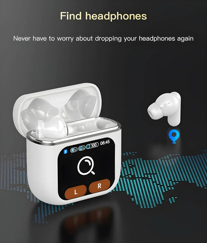 ZACVIN Touch Screen Display Earbuds with ANC 2025 Launch ,Bluetooth Wireless Earphones with Noise Cancellation, HD Mic, Deep Bass, Fast Charging Case.