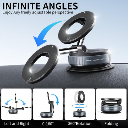 ZACVIN Vacuum Magnetic Phone Holder Stand for Suction Cup Car Phone Mount, Foldable & Portable Car Phone Holder for All