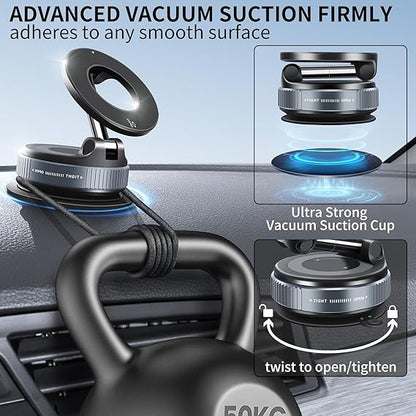 ZACVIN Vacuum Magnetic Phone Holder Stand for Suction Cup Car Phone Mount, Foldable & Portable Car Phone Holder for All