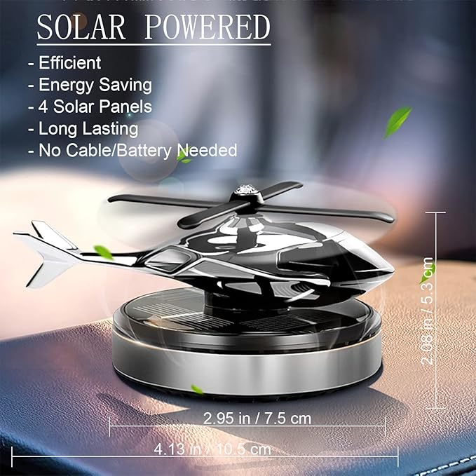ZACVIN Car Air Freshener, Helicopter Solar Energy Rotating Aromatherapy Aviation Al Alloy Diffuser, Interior Decoration Accessories Diffuser Air Freshener Solor