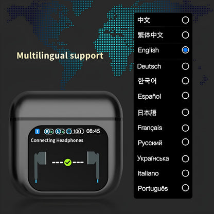 ZACVIN Touch Screen Display Earbuds with ANC 2025 Launch ,Bluetooth Wireless Earphones with Noise Cancellation, HD Mic, Deep Bass, Fast Charging Case.