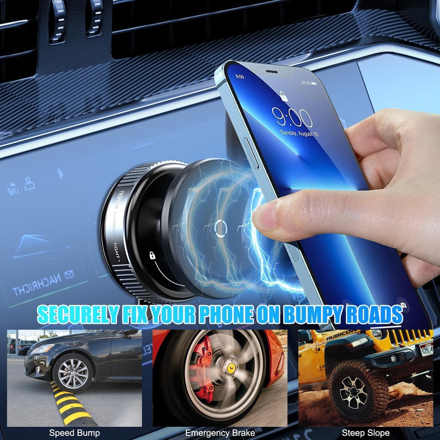 ZACVIN Vaccum Magnetic Phones Holder, Magnetic Car Phone Mount, Hands-Free Suction Cup Phones Holder for Car/Gym/Mirror/Shower, Car Mount Compatible with All Mobile