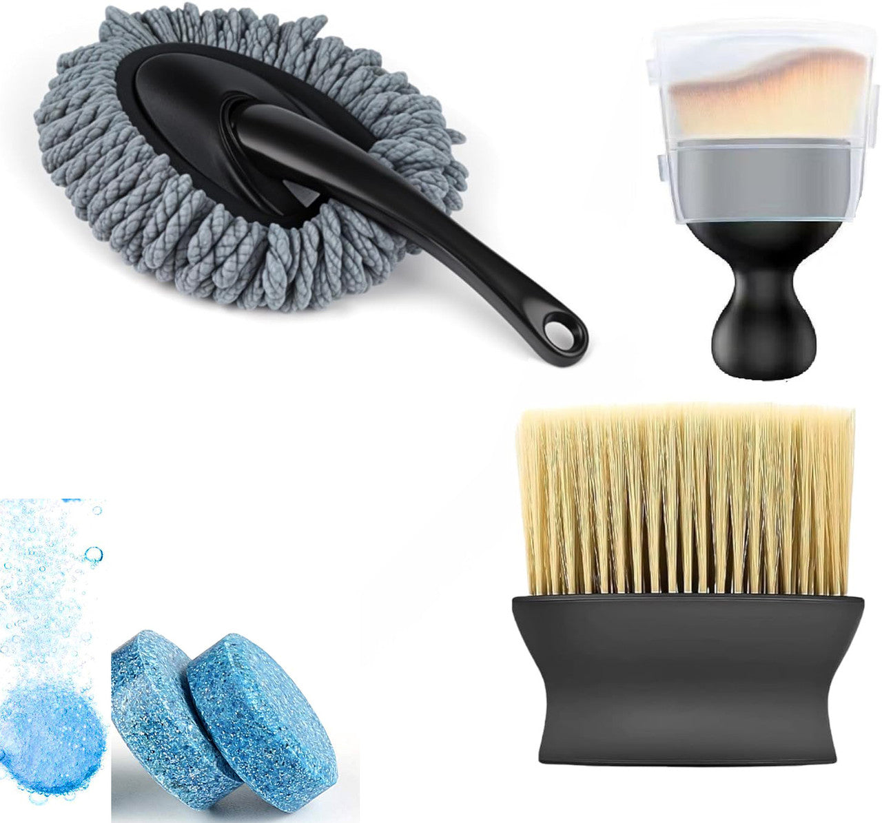 COMBO PACK OF 4 1 Duster, 1 Brush, 1 Desk Bursh, 10 Cleaning Tablet Combo